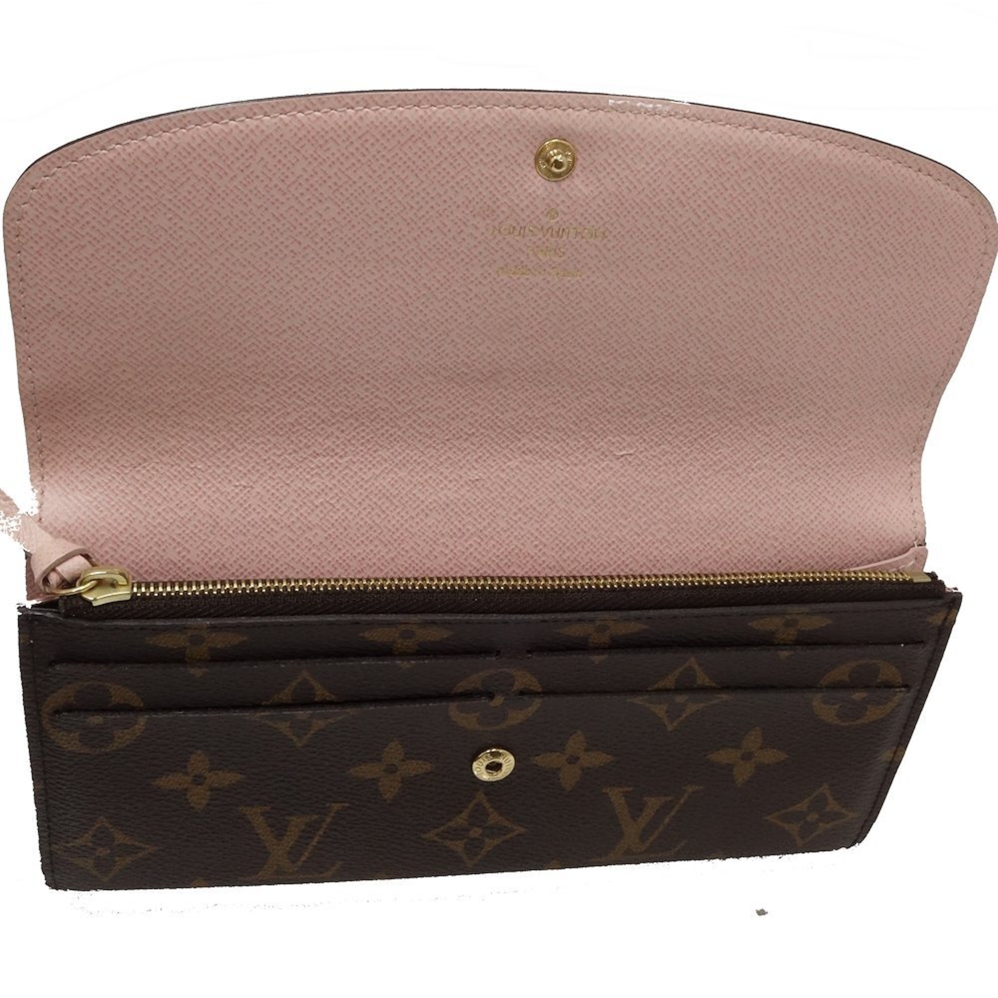 Louis Vuitton Monogram LOUIS VUITTON Portefeuil Emily M61289 Long Wallet Brown Rose Ballerine 083316