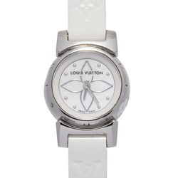 LOUIS VUITTON Tambour Bijoux Q151C Women's SS/Leather Watch Quartz White Dial