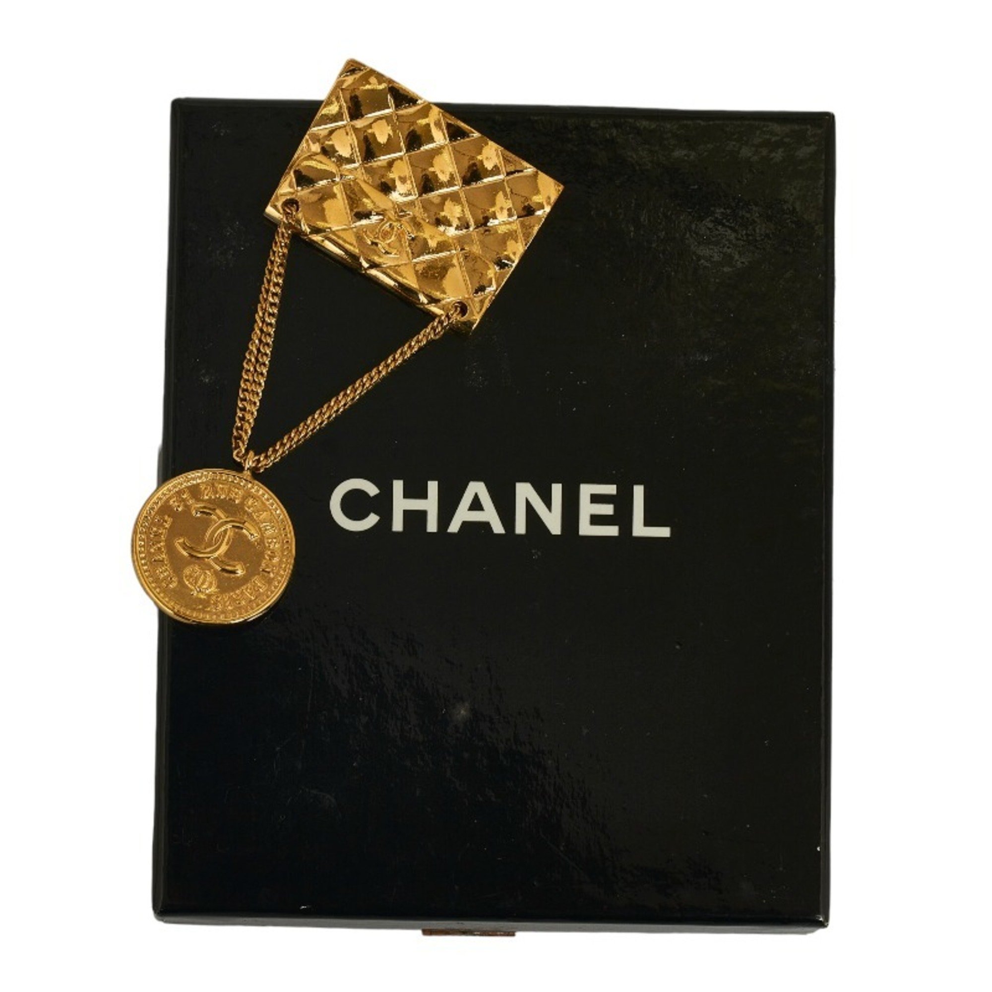 CHANEL Coco Swing Matelasse Bag Mark Brooch Gold Plated Women's