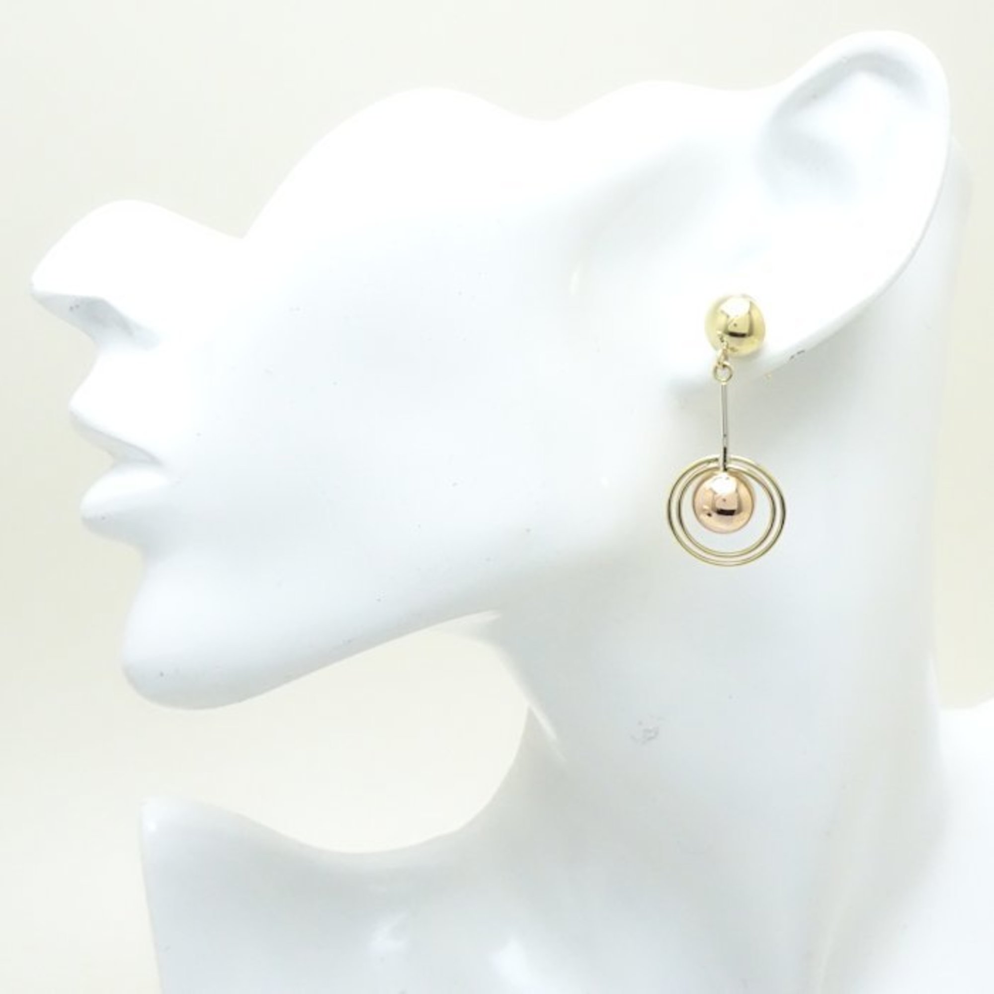 Long swing earrings ball circle motif K18 three color gold 27977