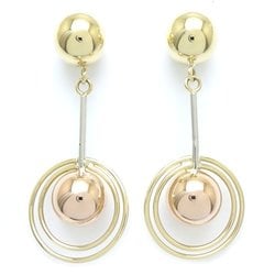 Long swing earrings ball circle motif K18 three color gold 27977