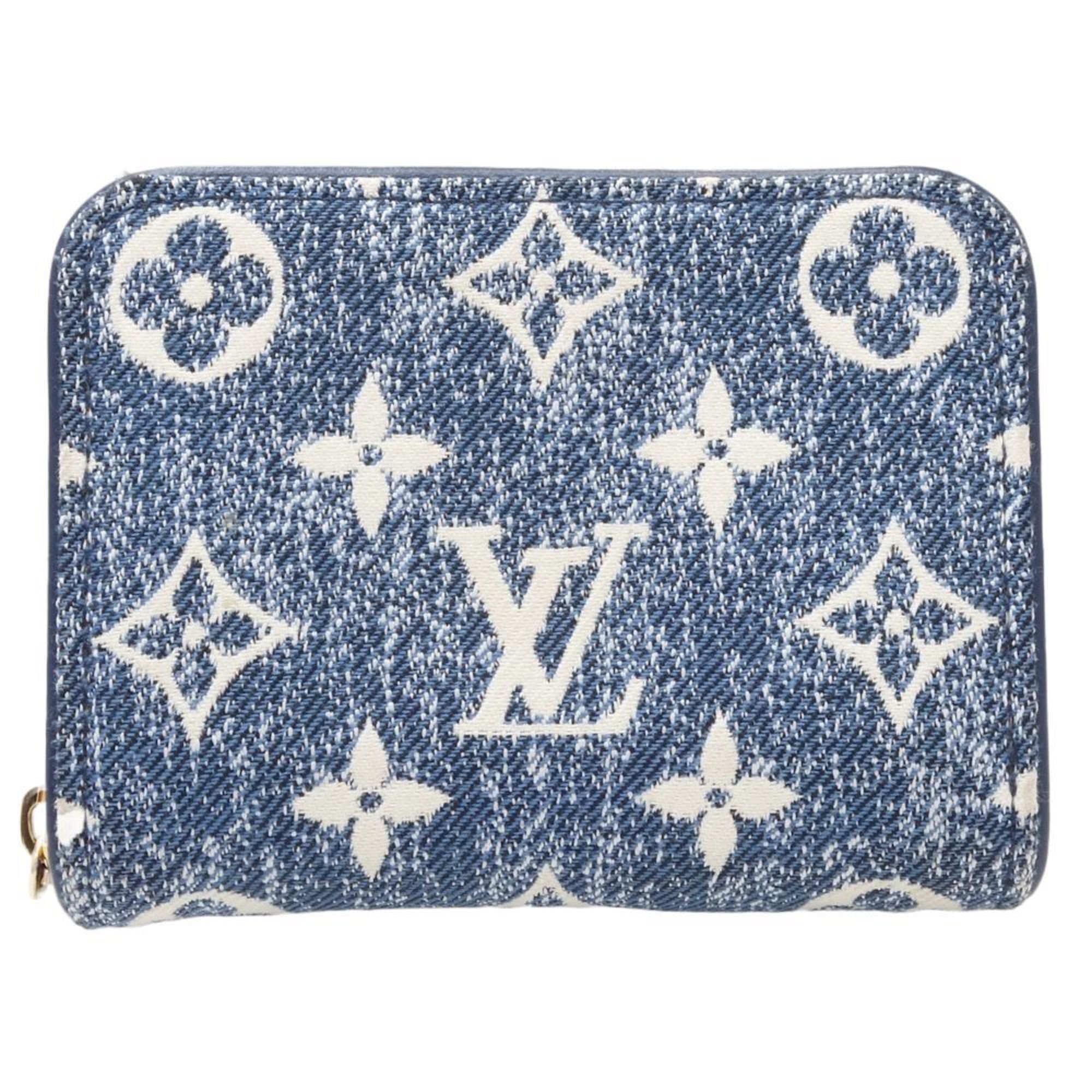 LOUIS VUITTON Zippy Coin Purse M81185 Case Monogram Denim Jacquard Marine 083660