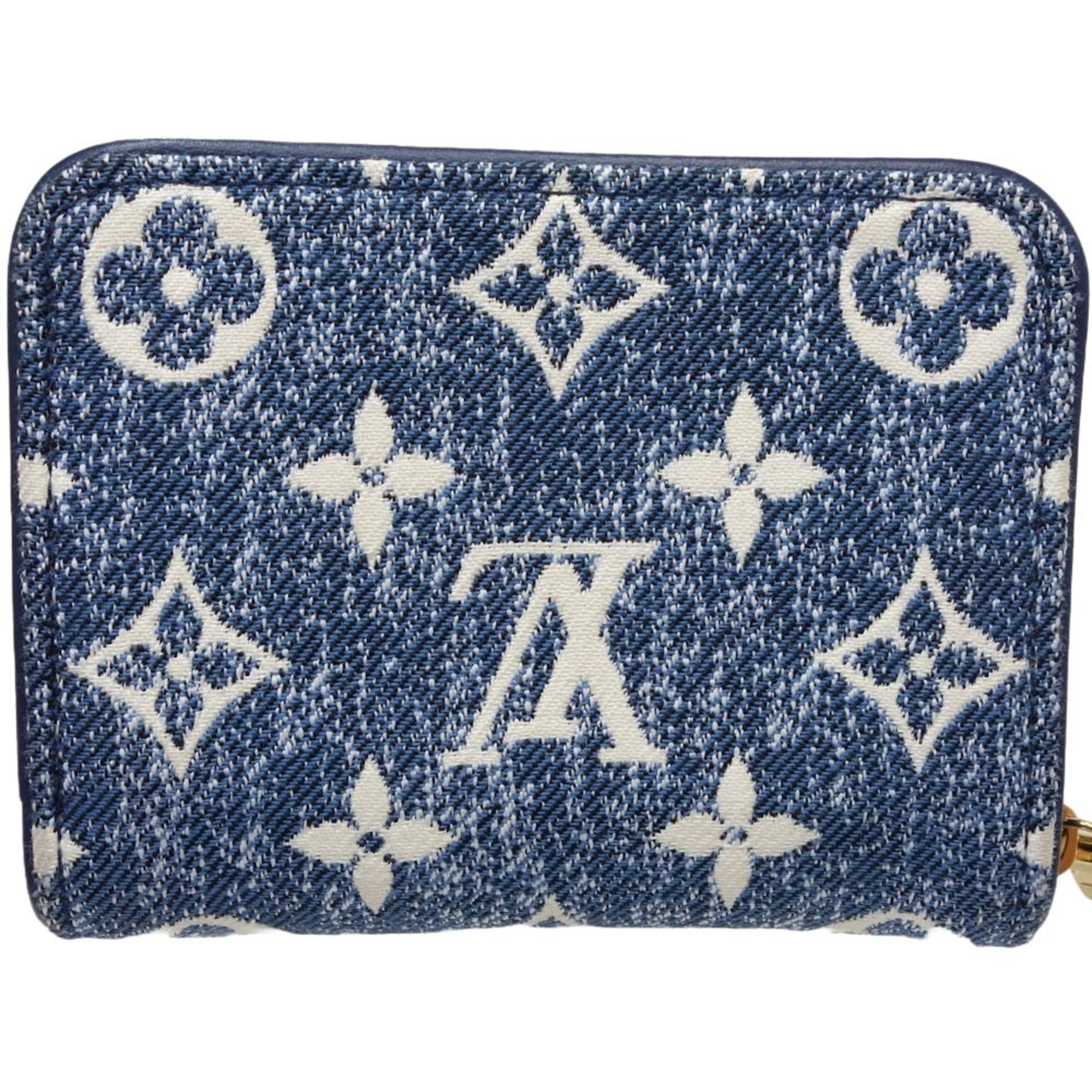 LOUIS VUITTON Zippy Coin Purse M81185 Case Monogram Denim Jacquard Marine 083660