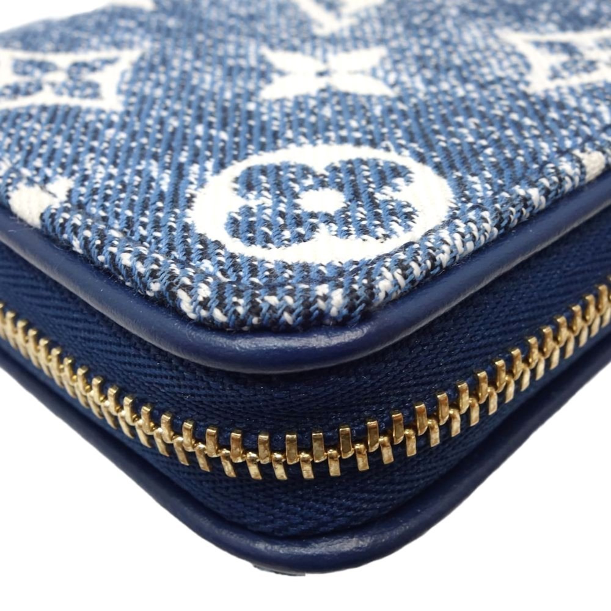 LOUIS VUITTON Zippy Coin Purse M81185 Case Monogram Denim Jacquard Marine 083660