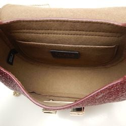 Furla Club Crossbody F6898 Shoulder Bag Leather Metallic Bordeaux 250538