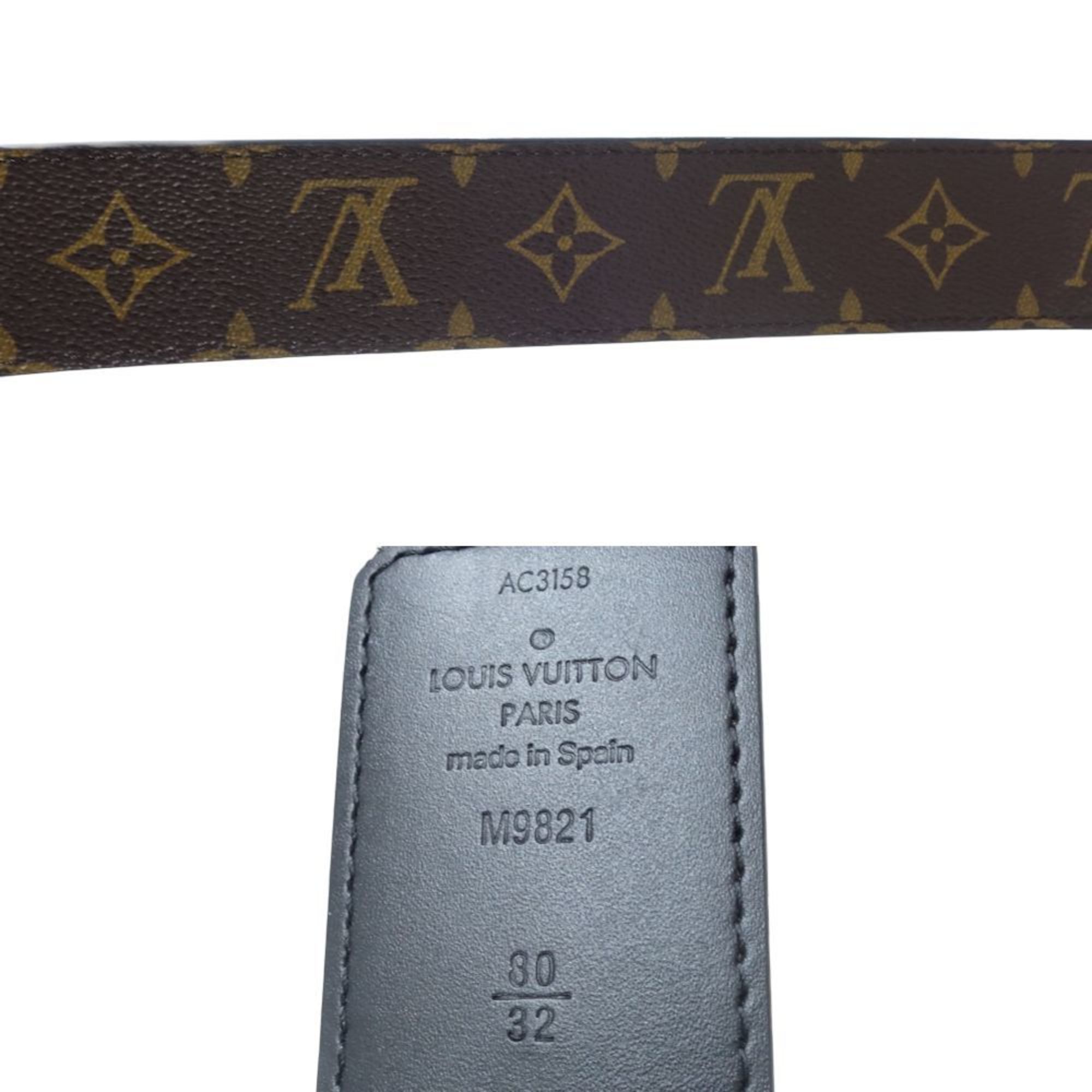 Louis Vuitton Monogram LOUIS VUITTON Suntulle LV Initial M9821 Belt 80 32 Brown 083377