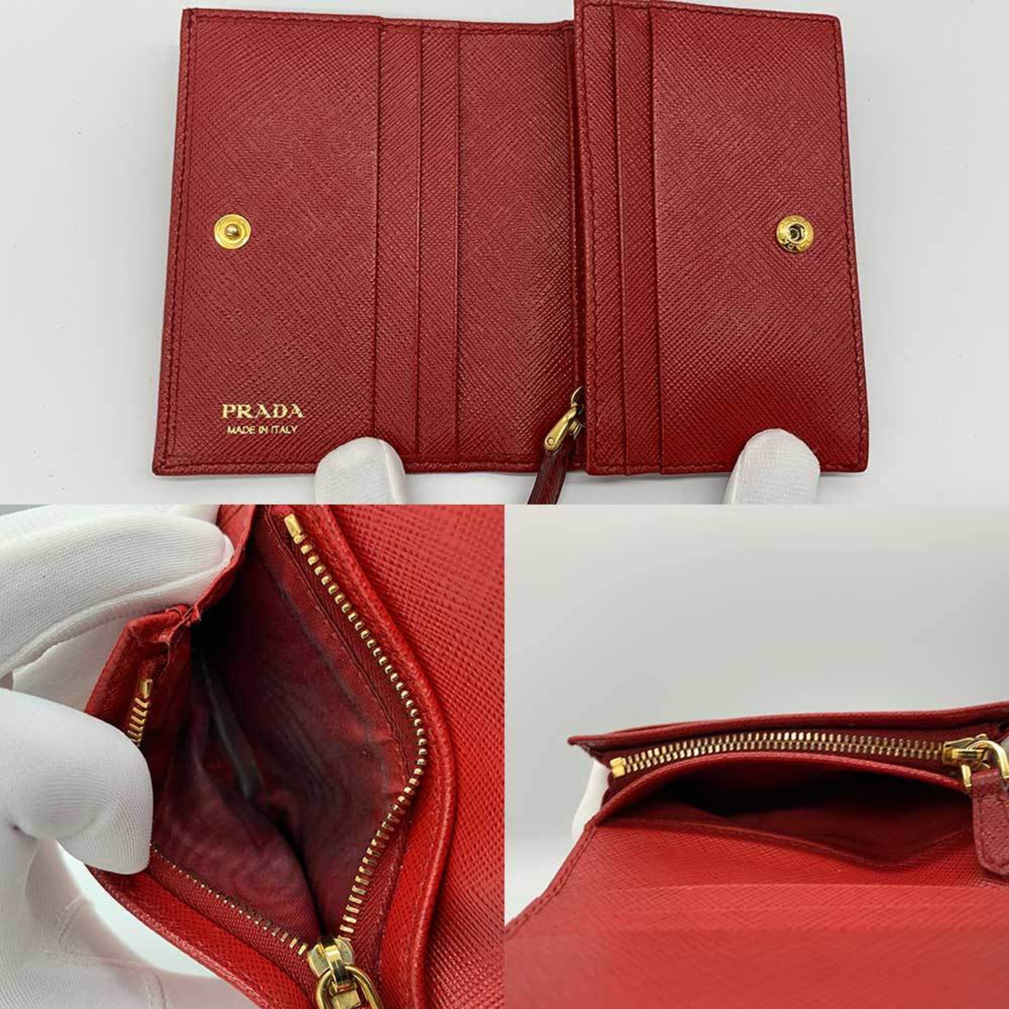 Prada Wallet Red Leather Bifold PRADA 1MV021 Ladies