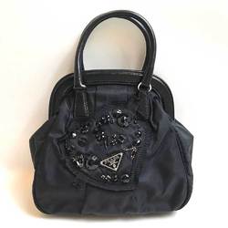 prada handbag beads nylon black PRADA