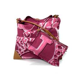 Hermes Bag Silky City PM Pink Shoulder Crossbody Square Flat Ladies Silk x Vau Balenia Leather HERMES