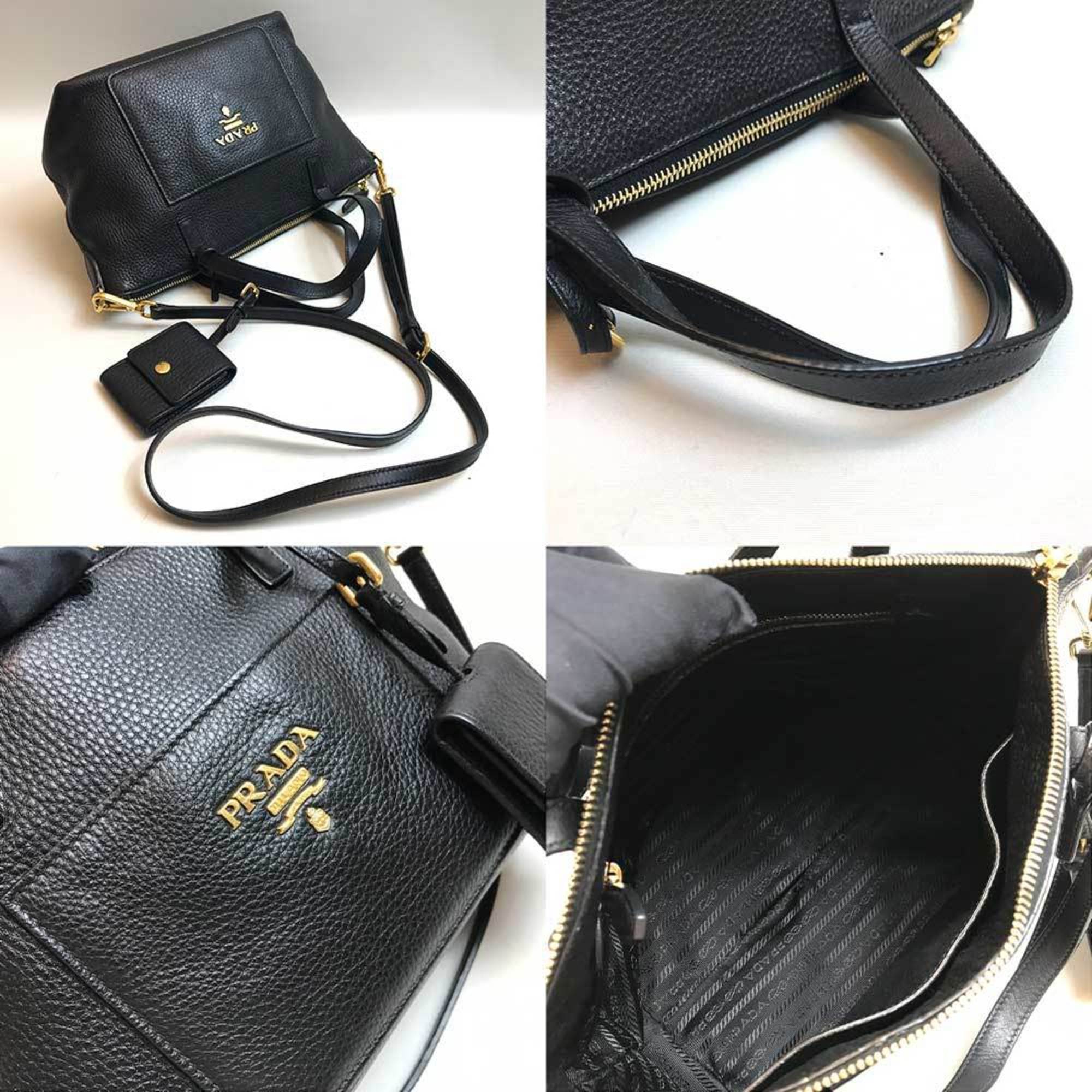 prada bag handbag leather nero black PRADA