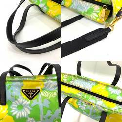 PRADA Bag Tote Multicolor Green Yellow Blue 2way Shoulder Flower Print Ladies Nylon