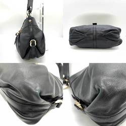 Bvlgari Bag Chandra Shoulder Black Double Ring Horizontal Ladies Leather BVLGARI