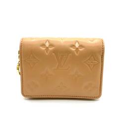 Louis Vuitton Wallet Portefeuille Lou Camel Light Brown Beige Bifold Square LV Circle Ladies Monogram Embossed Lamb Leather M81673 LOUISVUITTON