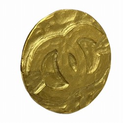 CHANEL Coco Mark Round Embossed Coin Gold 94A Brand Accessories Brooch Ladies