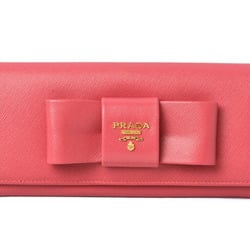 Prada wallet pass PRADA long 1M1132 SAFFIANO FIOCCO embossed leather PEONIA