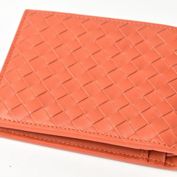 BOTTEGA VENETA Wallet Men's Women's Fold Intrecciato Leather Dark Orange Outlet