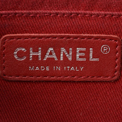 CHANEL Chain Shoulder Bag Leather Matelasse Quilting Stitch Red Silver