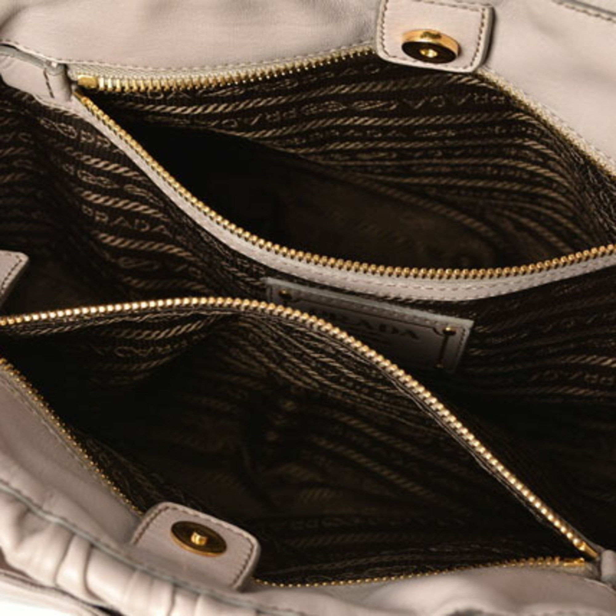 PRADA Handbag Shoulder Bag 2way Compatible NAPPA GAUFRE Nappa Beige with Strap