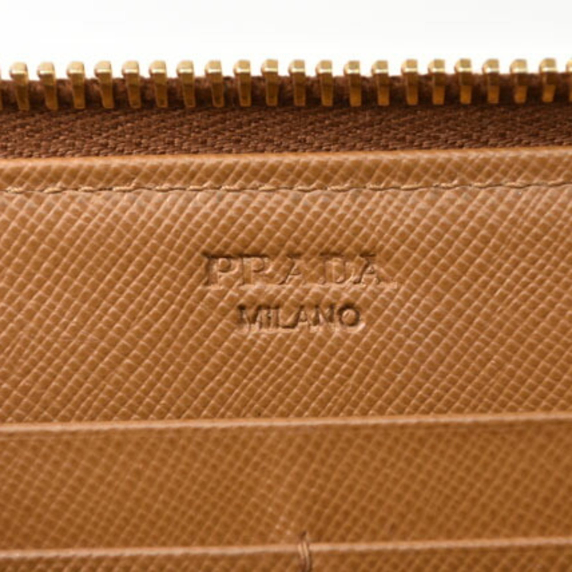 Prada wallet PRADA long 1M0506 SAFFIANO METAL embossed leather CARAMEL caramel