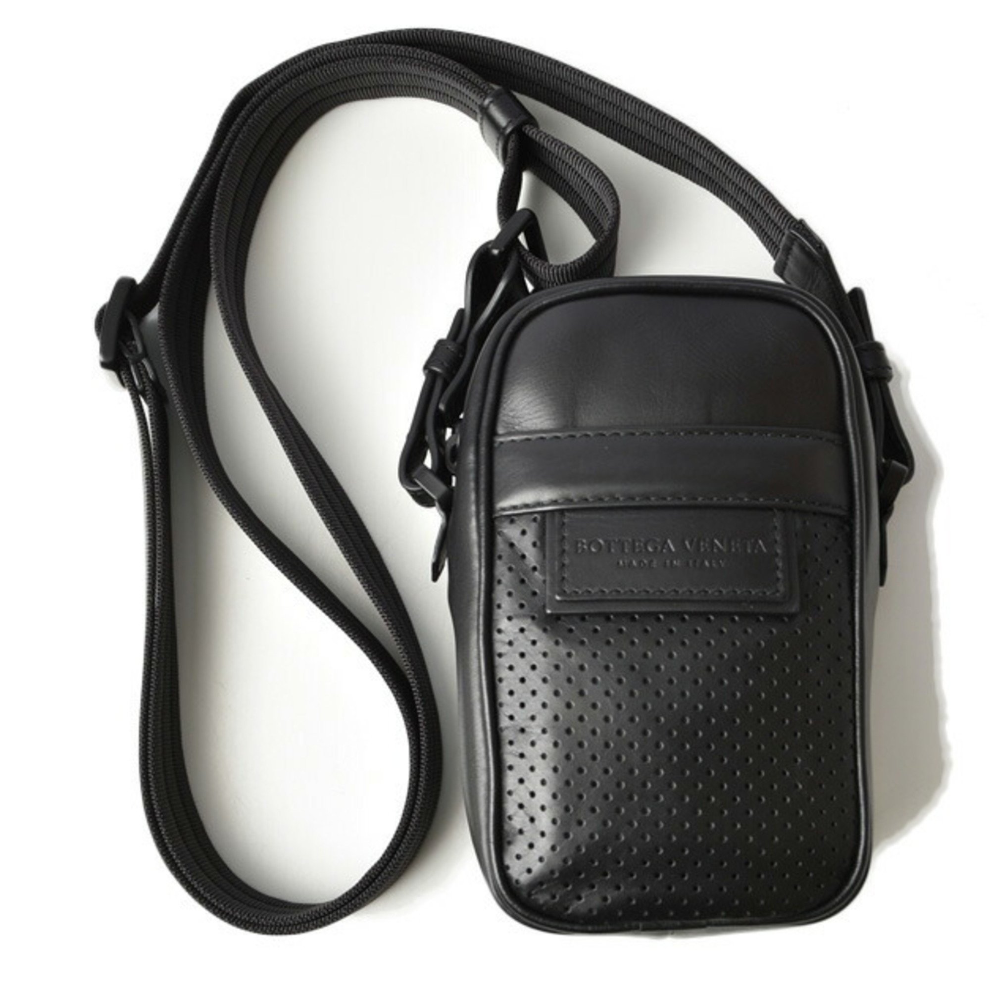 Bottega Veneta Shoulder Bag Pouch BOTTEGA VENETA Leggero Punching Leather Black 566214 VQ12D
