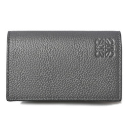 LOEWE coin case card embossed leather anagram gray black