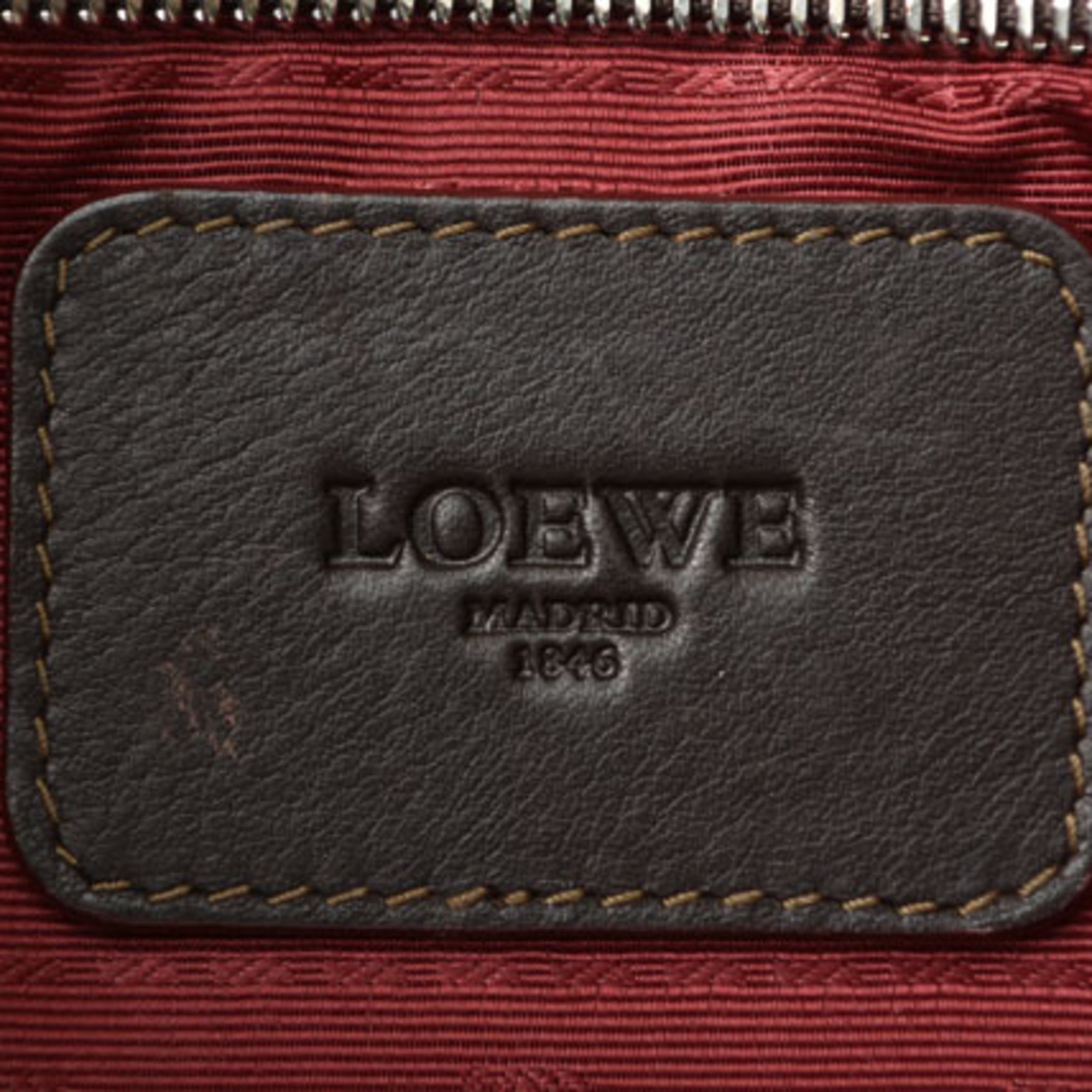 LOEWE Shoulder Bag Men's Leather Dark Brown