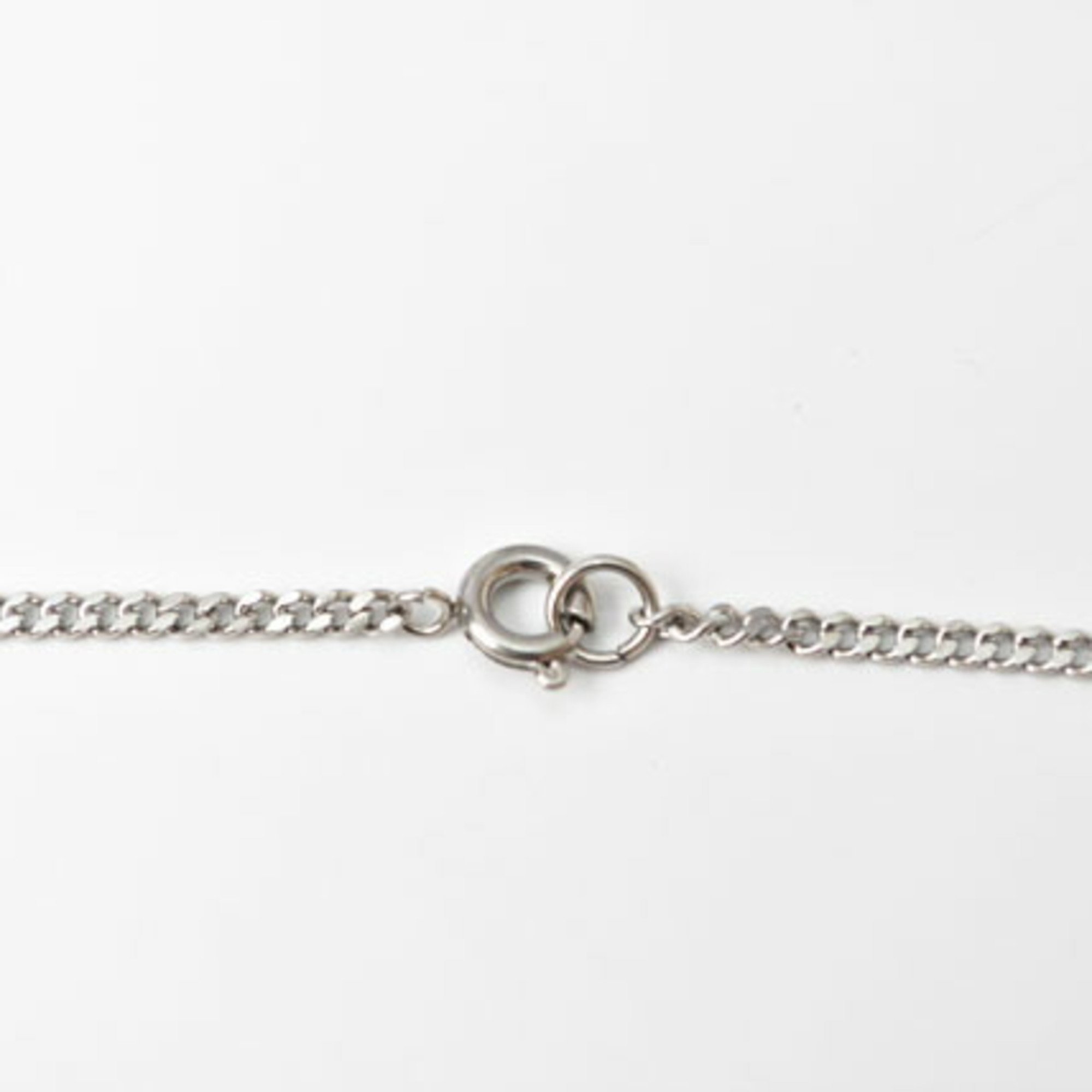 CHANEL Necklace Pendant Coco Mark Rhinestone Silver Light Gold
