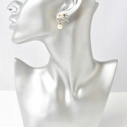 CHANEL earrings CC motif here mark swing pearl silver white