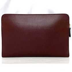 Cartier Clutch Bag Bordeaux Must Second Leather Handbag Ladies Men's