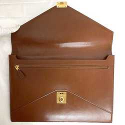 LOEWE Clutch Bag Brown Anagram Leather Flap