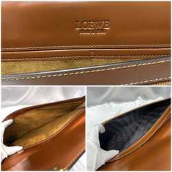 LOEWE Clutch Bag Brown Anagram Leather Flap