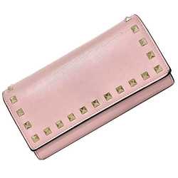 VALENTINO GARAVANI Bifold Long Wallet Pink Rockstud Studded Leather Ladies