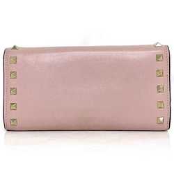 VALENTINO GARAVANI Bifold Long Wallet Pink Rockstud Studded Leather Ladies