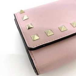 VALENTINO GARAVANI Bifold Long Wallet Pink Rockstud Studded Leather Ladies