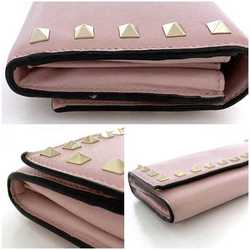 VALENTINO GARAVANI Bifold Long Wallet Pink Rockstud Studded Leather Ladies