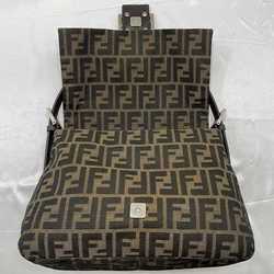 FENDI Bag Mamma Khaki Zucca Official Canvas Leather Handbag FF Flap Ladies Green