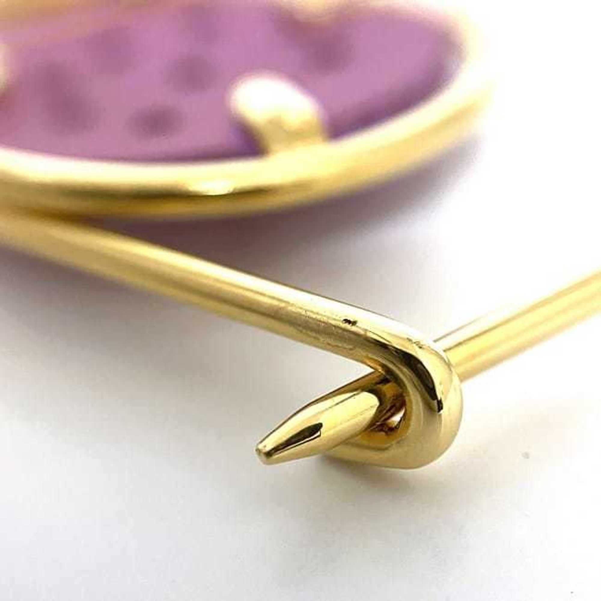 LOEWE mechano pin brooch gold purple metal leather ladies