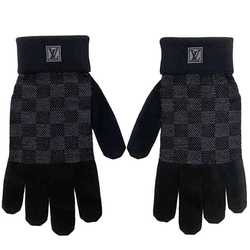 LOUIS VUITTON Gloves Black Damier M70006 Wool 99, Polyester 1 MR1221 Men's