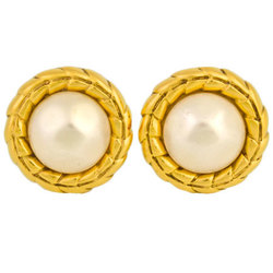 CHANEL earrings fake pearl gold plated