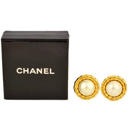 CHANEL earrings fake pearl gold plated