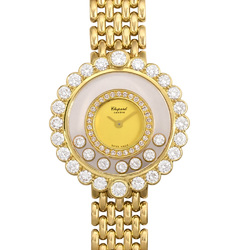 Chopard Happy Diamond 7P Moving Bezel Solid Gold K18YG Ladies Quartz Watch Champagne Dial 20/4180 4097