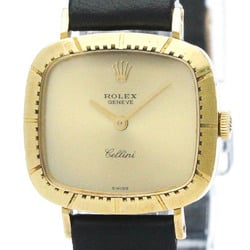 Vintage ROLEX Cellini 4082 18K Gold Leather Hand-Winding Ladies Watch BF567356