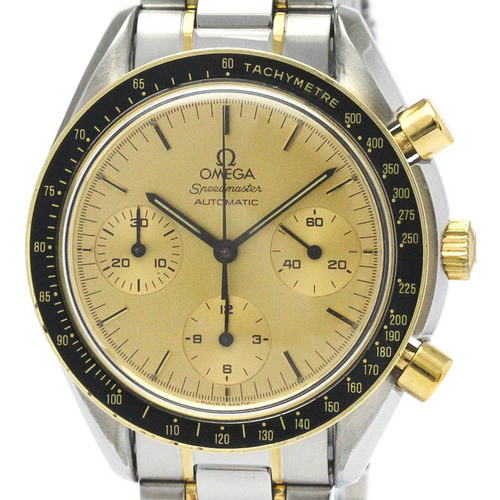 Polished OMEGA Speedmaster Automatic 18K Gold Steel Mens Watch 3310.10 BF563388