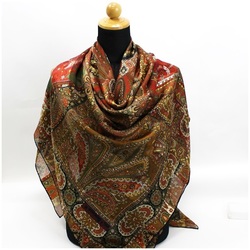 Christian Dior Large Stole Brown Paisley Pattern Ladies