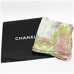 CHANEL Silk Scarf Muffler Camellia Pattern Rectangle Pink Women's