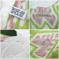 CHANEL Silk Scarf Muffler Camellia Pattern Rectangle Pink Women's