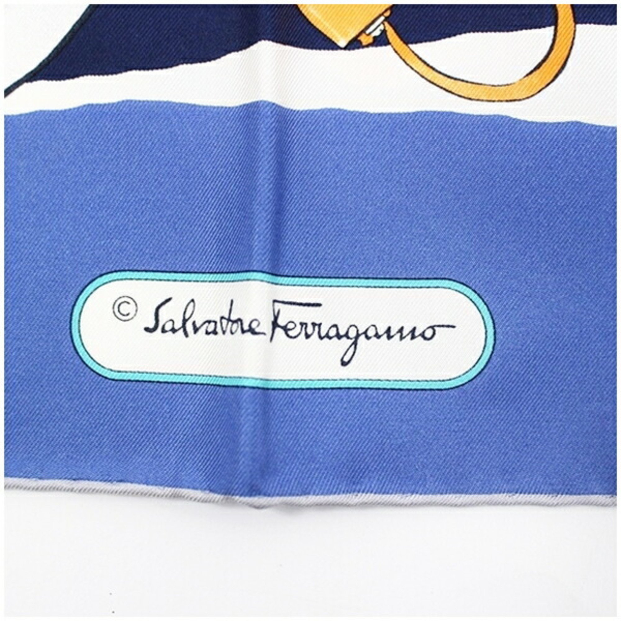 Salvatore Ferragamo Scarf Muffler Bag Pattern Light Blue Women's