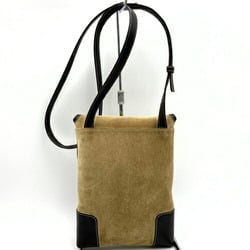 LOEWE shoulder bag anagram beige brown suede leather ladies fashion medium IT31AB3EY4W8