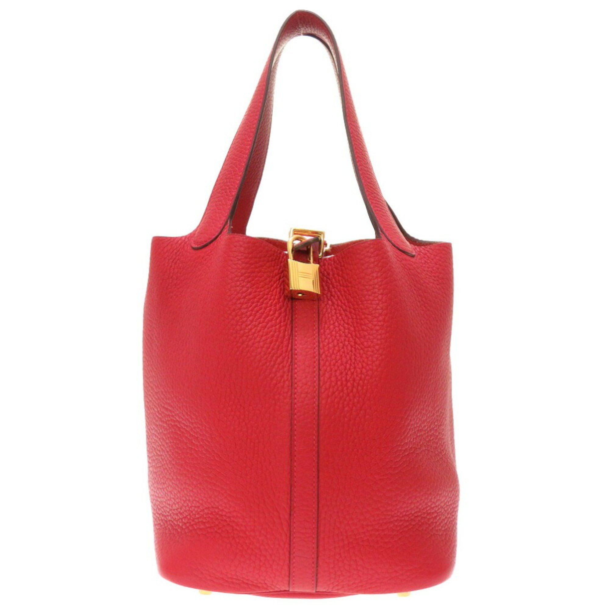 Hermes Picotan Lock MM Taurillon Clemence Rouge Coup C stamp (made in 2018) Handbag Red 0069 HERMES 6B0069E6