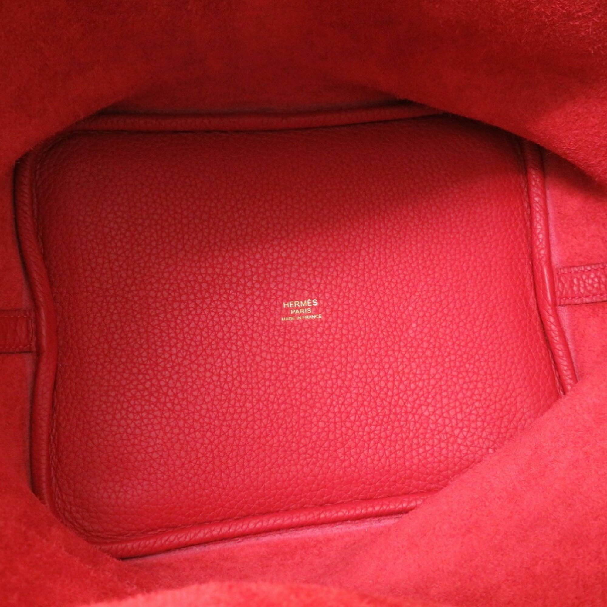 Hermes Picotan Lock MM Taurillon Clemence Rouge Coup C stamp (made in 2018) Handbag Red 0069 HERMES 6B0069E6